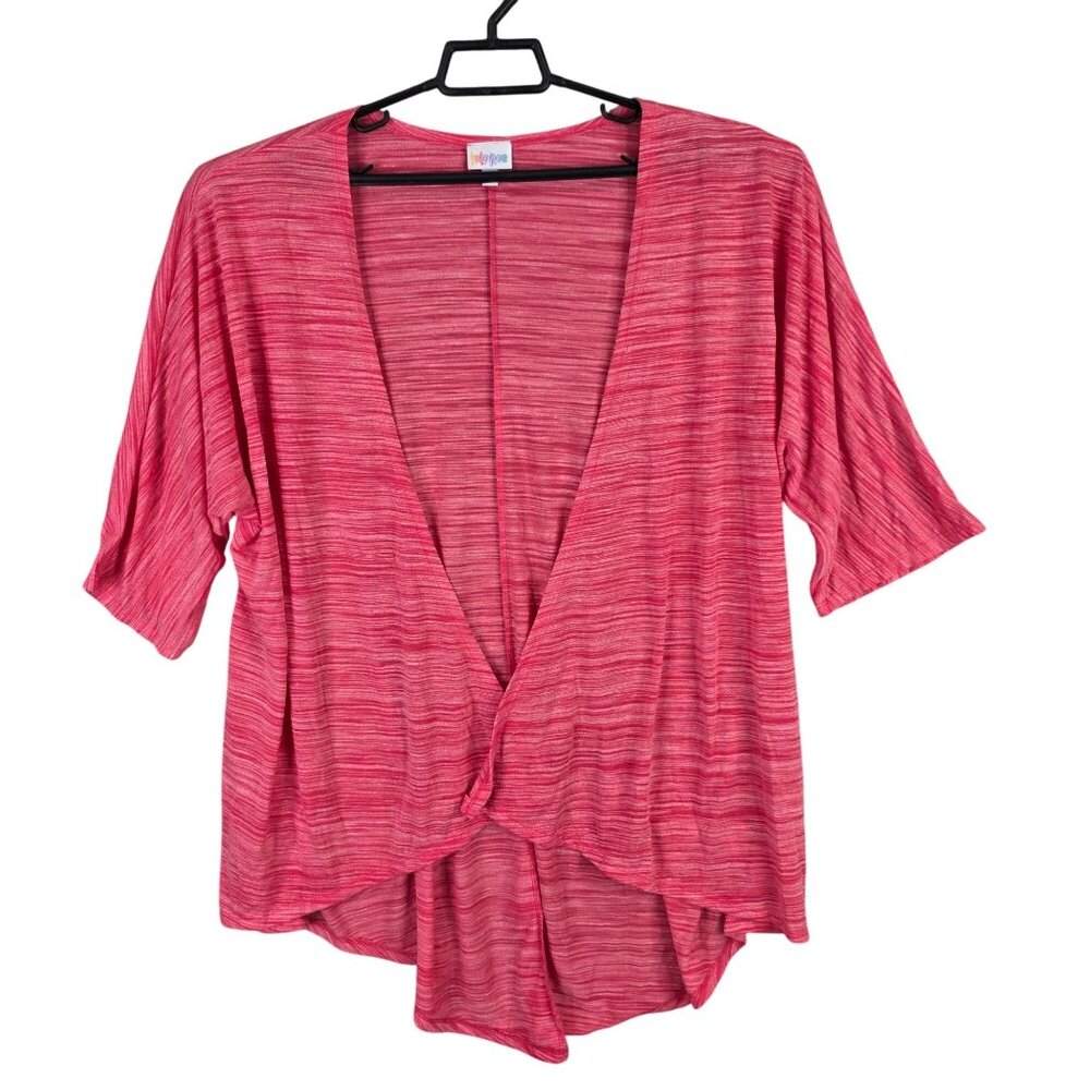 Womens LuLaRoe Pink Open-Front Cardigan 3/4 Sleeve Lightweight Polyester Blend S
